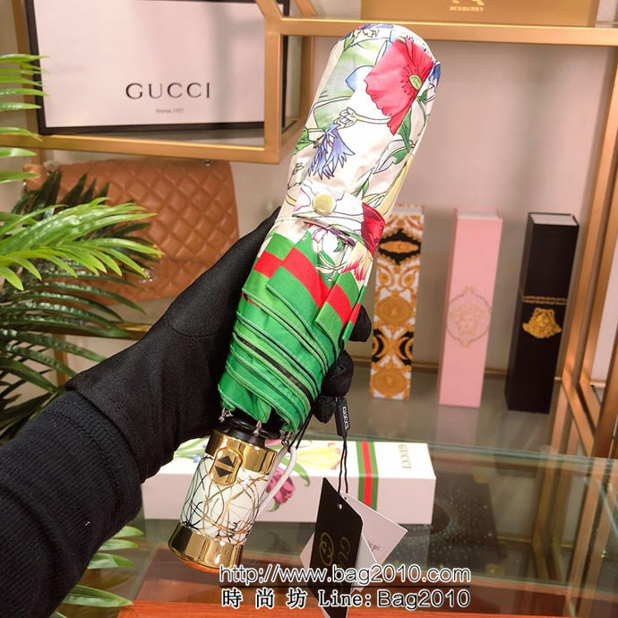 GUCCI古馳 專櫃夏季新款 全自動折疊晴雨傘 花卉圖案 防雨防紫外線隔熱傘  sll1019